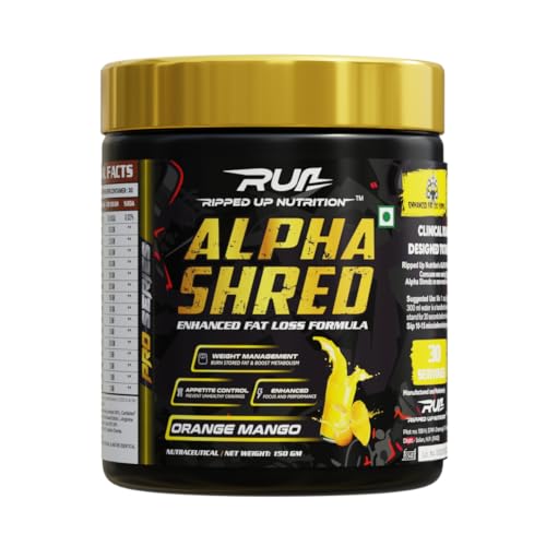 Image of Ripped Up Nutrition Alpha Shred Fat Burner - 150g, Orange Mango | With Carbliss for Blocking Carbs by 40-60% | Weight Management & Metabolism Booster | Enriched with Garcinia Cambogia, Coffee Bean Extra, Caffeine