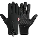 VyxStelyndric Winter Fahrradhandschuhe Herren Damen, Wasserdicht & Winddicht, mit Reißverschlusstasche & Touchscreen-Funktion, Thermo Winter Handschuhe für für MTB, Rennrad