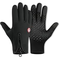 VyxStelyndric Winter Fahrradhandschuhe Herren Damen, Wasserdicht & Winddicht, mit Reißverschlusstasche & Touchscreen-Funktion, Thermo Winter Handschuhe für für MTB, Rennrad