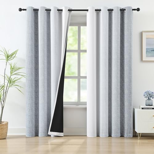 Grey Ombre Blackout Curtains 84 Inch Length for Living Room