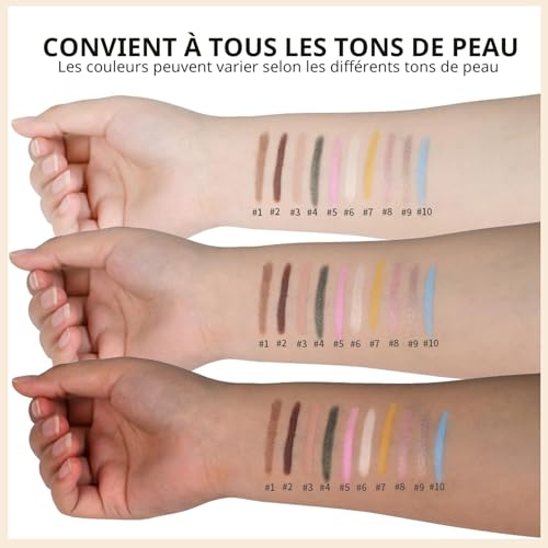 Erinde Bottle Green Pailleté Crayon à Paupières, Longue Tenue Waterproof, Formule Crémeuse, Bâton d'ombre à paupières High Pigmentes, Effet Lumière Instantané – vue 6