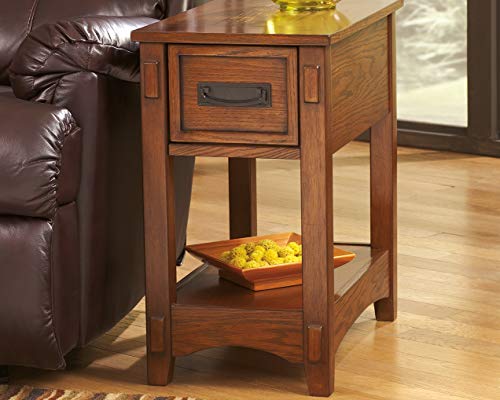 Signature Design By Ashley Breegin New Traditional Wooden Chair Side End Table With 1 Drawer And 1 Fixed Shelf, Brown #TOP3