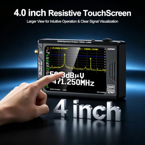 Image of AURSINC TinySA Ultra+ ZS406 Spectrum Analyzer with Protective Case | 100kHz-5.4GHz Handheld Tiny Frequency Analyzer 2-in-1 RF Signal Generator with 4'' EVA Shell, for Ham Radio, Field Testing