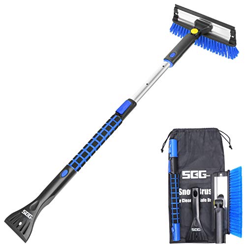 Seg Direct 39" Extendable Snow Brush With Squeegee Ice Scraper And Furry Car Steering Wheel Cover With Fluffy Gear Shift Cover #TOP5