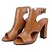 Imagen de Gicoiz Tacón Chunky Mujer Peep Toe Gladiator Sandals Slingback Verano Correa de Tobillo High Sandalias Strappy Romano Zapatos Marrón Talla 38 EU-39Cn