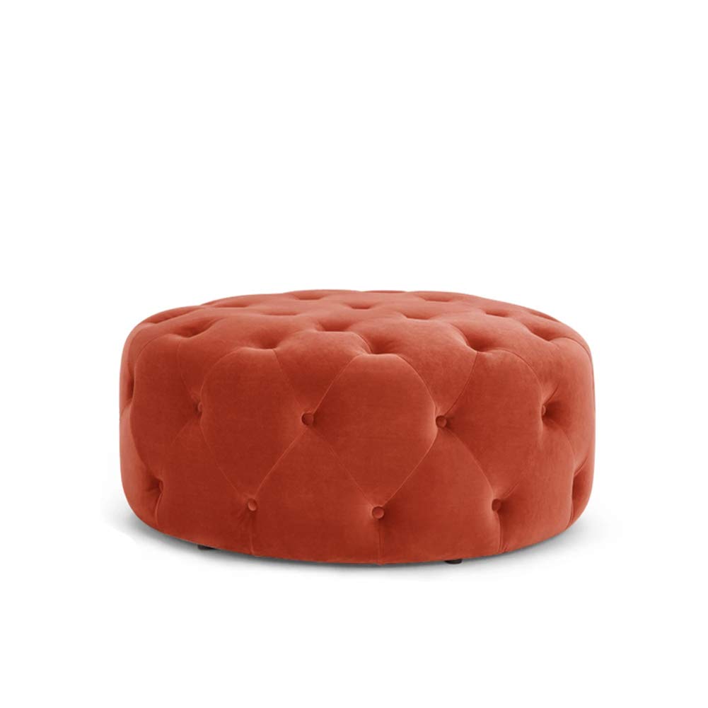 Pouf rond capitonné à boutons repose-pieds 40x95cm salon