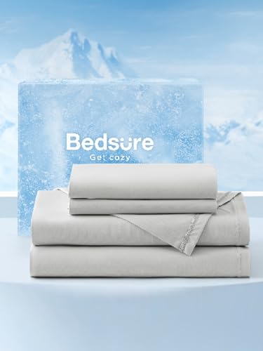 Bedsure Cooling Sheets King Size Hot Sleeper Bed Sheets Up to 18 Inches