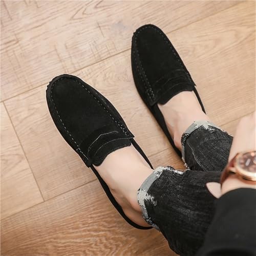 Loafers for Men Anti-Slip Flexible Round Toe Suede Vamp Half Loafers Shoes Comfortable Fashion Slip On3