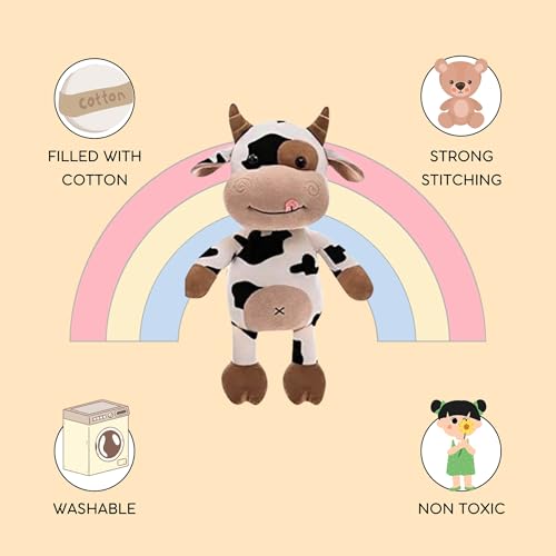 Image of Fusked Flufies Cow Soft Toys for Kids - 25 cm Soft and Safe Kids Toys - Plush Cute Soft Toys for Baby Girl and Boys Birthday Gifts