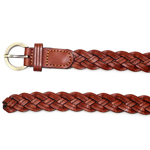 Moyoto® Women's Fashion Thin Braided Leather Belt For Dress With Buckle 20Mm (Brown) #TOP4