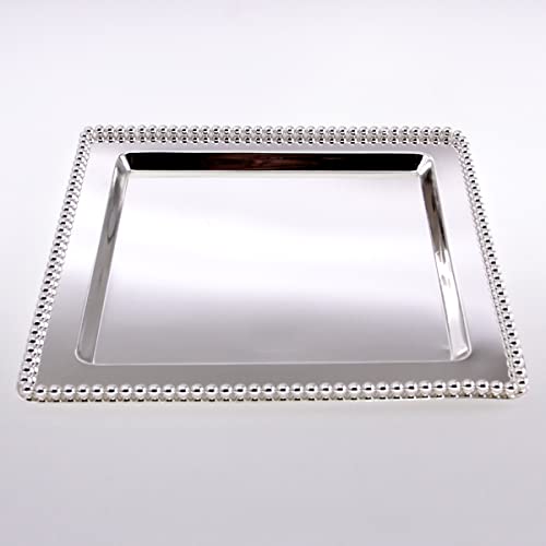Maro Megastore (Pack Of 5) 10 Inch X 10 Inch Square Chrome Plated Silver Mirror Serving Tray Stylish Simple Plain Decorative Holiday Wedding Birthday Dessert Snack Wine Candle Platter Plate Cc-1230 #TOP7