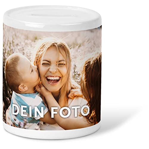 GRAVURZEILE Bedruckte Spardose mit eigenem Foto Bild - Persönliches Geschenk - Geschenk für die liebsten zum Geburtstag Muttertag Vatertag Valentinstag Weihnachten - für Sie & Ihn