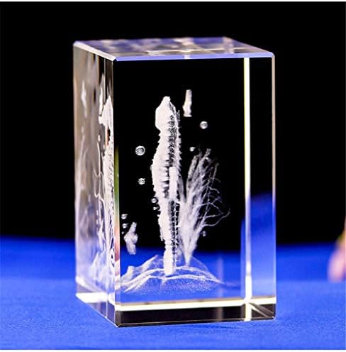 Crystal Glass Seahorse Statue Model,3D Laser Etched Crystal Seahorse Figurine Art,Animal Crystal Glass Cube Engraving Seahorse Ornaments Gifts (30 * 30 * 40mm)