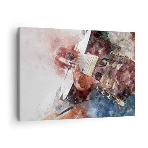 Tableau decoration murale guitare 70x50cm pour habiller un grand mur vide de salon sans effort