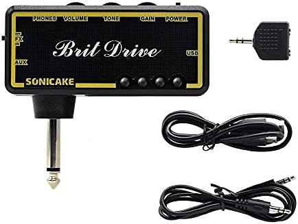 SONICAKE Guitar Headphone Amp Mini Headphone Amplifier Rechargeable Pocket Crunch Tone Chorus Effects Brit Drive