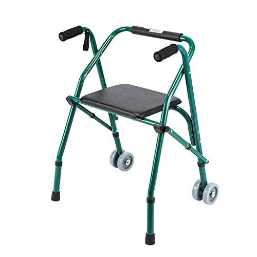 Standard Deambulatore Pieghevole Regolabile in Altezza | Girello per Anziani con 2 Ruote piroettanti | Rollator Fatto di Leggero Alluminio | Seduta Imbottita, Verde