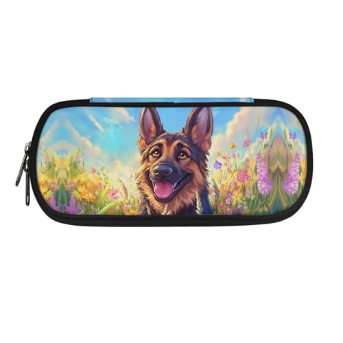 Image of German Shepherds Pencil Case Pouch for Girls Boys Aesthetic Pen Bag Zipper Pencil Pouch Kindergarten Teachers Men Women School Office Supplies