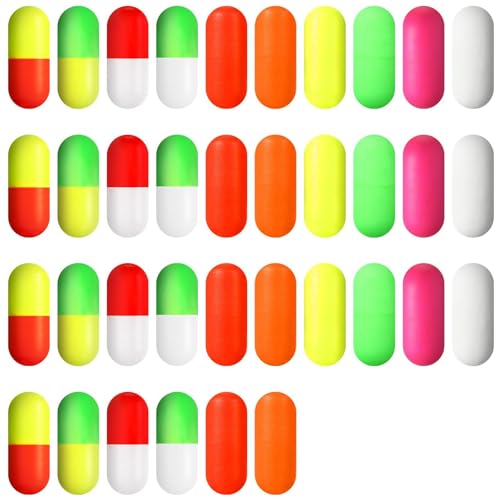 Skylety 100 Pieces Pompano Rig Floats for Surf Fishing Pill Snell Fishing Floats Making Kit for Trout Catfish Walleye (100, 10 Colors, 1 Size)