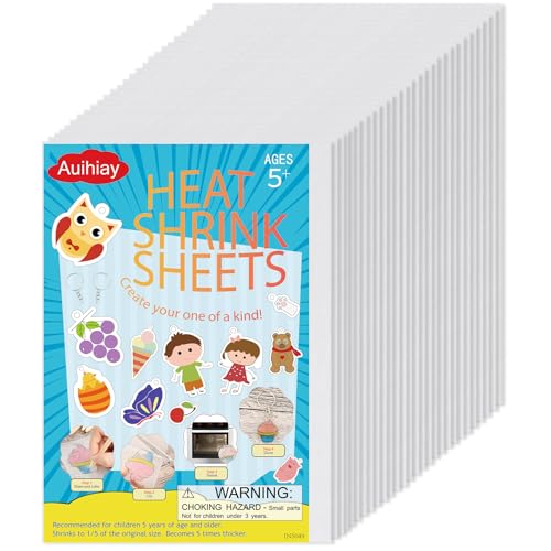 Auihiay 25Pcs Shrink Plastic Sheets Shrink Films Papers Shrink Art Kits