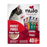 Nulo Freestyle Lickable Cat Treats - Perfect Purées Variety Pack, Squeezable Grain-Free Wet Cat Food Topper, High Moisture for Hydration, 40 x 0.5oz