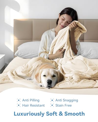 Bedtter® Luxe Cooling Comforter King, Cooling Blanket for Hot Sleepers, Q-Max>0.46 Sorona and Tencel Filling, Double-Sided Cold Breathable Lightweight Blanket, 106"x90", Ivory