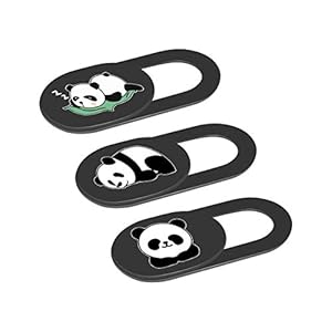 Laptop Camera Cover Slide, 0.02 Inch Ultra Thin Cute Panda Camera Cover for MacBook Pro Laptops Smartphone Mac PC Tablets for Echo Spot Show, Webcam Cover Protecting Your Visual Privacy (Panda-Black)