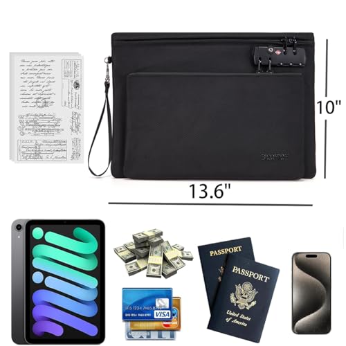 Notary Bag with Lock, Double layer Cash Bag, Notary Supplies, Valuable Storage Bag,Lock Bag travel safe (Black) by BICOHIOH - Image 3