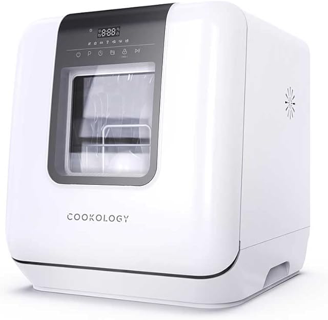 Cookology MCDW3BK Small Portable Mini Table Top Dishwasher, 3 Place Settings, 7 Wash Cycles, Touch Control Buttons, Delay Start and ECO Friendly Mode - White