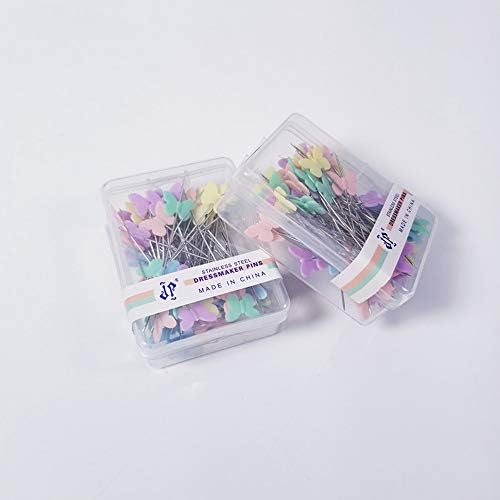 GOIYZTTR 100 Pcs Sewing Patchwork Pins Multicolor Butterfly Shape Button Head Pins DIY Quilting Tool Sewing Accessories (5 Colors,50mm)