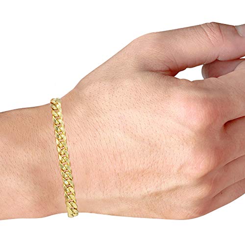 Nuragold 14K Yellow Gold 6.5Mm Miami Cuban Link Chain Bracelet, Mens Jewelry Box Clasp 7" 7.5" 8" 8.5" 9" - Real Gold Jewelry #TOP14