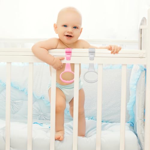 Image of Toddmomy Baby Pull up Rings 4 Pack Plastic Playpen Pull up Handles for Infant Walking Training and Nursery Accessories 7.7X3.5 Inches
