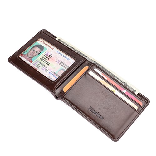 Mens Slim Front Pocket Wallet Id Window Card Case With Rfid Blocking - Deep Coffee #TOP4