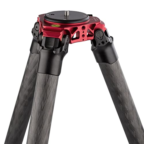 Tr424Lred 42 Series, Heavy Duty Pro-Stix 77" Inch Red Carbon Fiber Tripod W/ 42Mm Diameter Legs, 4-Section, Hardened Stainless Steel Spikes (Optional 75Mm Bowl Adapter) #TOP26