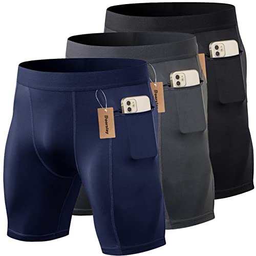 yeacher Shorts esportivos masculinos com 3 itens. Cueca de treino ativo. Calções masculinos de compr
