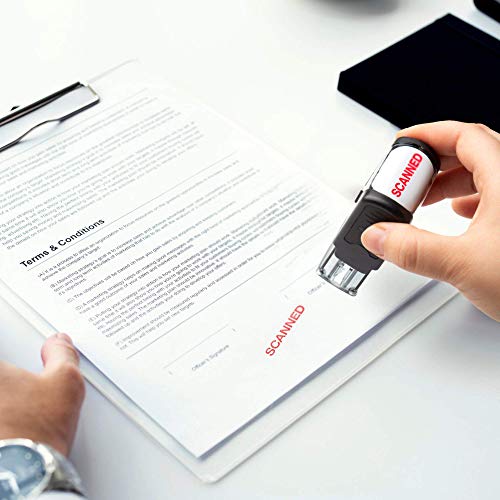 Self Inking Rubber Stamp, Refillable Red Ink Preinstalled - (9/16" x 1-1/2") (Scanned) - Thumbnail 5