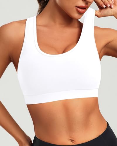 Image of Holipick Women's Sports Bra Bikini Tops Racerback Swim Top Scoop Neck Bathing Suits Top Modest Padded Crop Tops Swimsuit Only