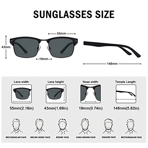 Dollger Polarized Sunglasses Men Half Frame Sunglasses Square Semi-Rimless Driving Sunglasses Shades For Men Uv400 Protection #TOP4