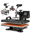 SURPCOS Heat Press Machine for T Shirts, 5 in 1 12 x 15' Tshirt Printing Press Machine, Printer Sublimation Machine for T-Shirts, Hat, Mug, Plate, Cap, with Digital Display ​and 360-Degree Swing Ar