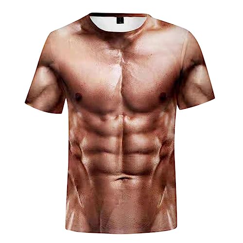Camisetas musculares para hombre, camisetas divertidas, paquete de seis unidades, camiseta muscular, disfraz para hombre, camiseta de verano, camiseta de gran tamaño, estampado 3D, traje muscular