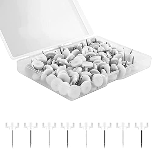 White Push Pin 100Pcs Plastic Thumb Tacks, Steel Push Pins Pushpins Drawing Pins Map Pin Paper Fasteners for Notice, Pinboard,Bulletin Board