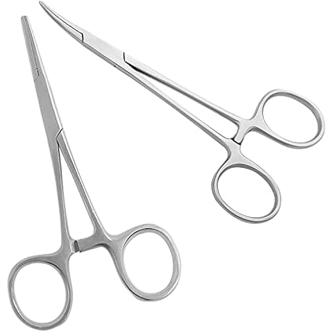XTRM CRAFT SURGICAL ONLINE 6.25Straight & Curved Hemostat Forceps Set, Locking Tweezer Clamps. Ideal Hemostats for Nurses, Fishing Forceps, Crafts and Hobby Cover
