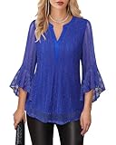 Plus Size Dressy Tops for Women - Formal & Elegant Blouses - Sparkly Tops for Women Party, Night Out, Cocktail, Elegant Evening, Wedding Guest, Holiday - 3/4 Sleeve & Lightweight, Comfortable Fabric