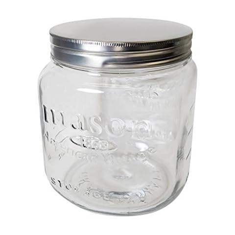 Grant Howard Jumbo Mason Embossed Glass Storage Jar, 92 Ounces, Clear Cover