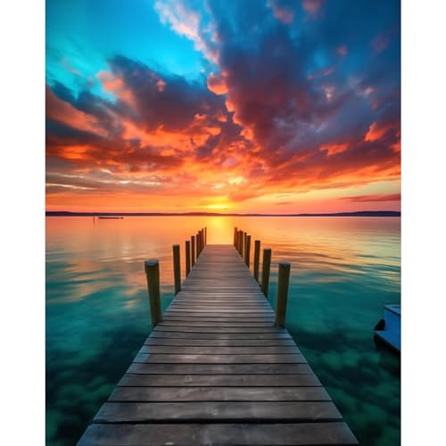 Amaieuin Beach Paint by Number Adult Canvas Paint by Numbers for Adults Sunrise Adult Paint by Numbers Beach for Gifts and Home Wall 20x16in