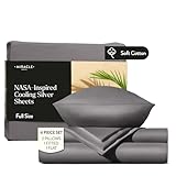 Miracle Made Breathable Cotton Bed Sheets, 4-Piece Set – Silver-Treated, Soft and Cool-to-the-Touch Lightweight Bedding Designed for Hot Sleepers – Full Size, Stone