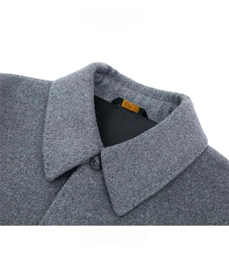 Men's Classic Style Short Jacket Single Breasted Turn-Down Collar Business Casual Woolen Blended Overcoat3