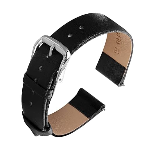 cobee Cinturino in pelle di vitello morbido, cinturino di ricambio in pelle di vitello pelle a sgancio rapido, per uomo e donna, universale, con fibbia in acciaio inossidabile (nero, 18 mm)