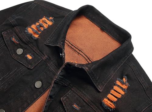 Image of RANMCC Men's Stretch Vintage Washed Long Sleeve Denim Jacket