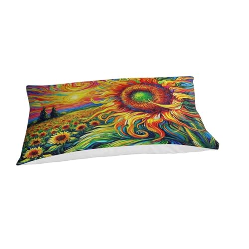 Housse de couette tournesol impression 3D lit simple 135x200 microfibre - 3