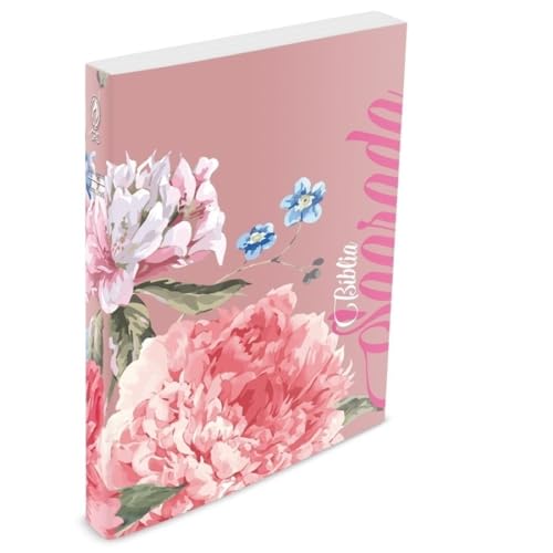 Bíblia rosa florida com harpa – Brochura – Letra grande – ARC – Book7: